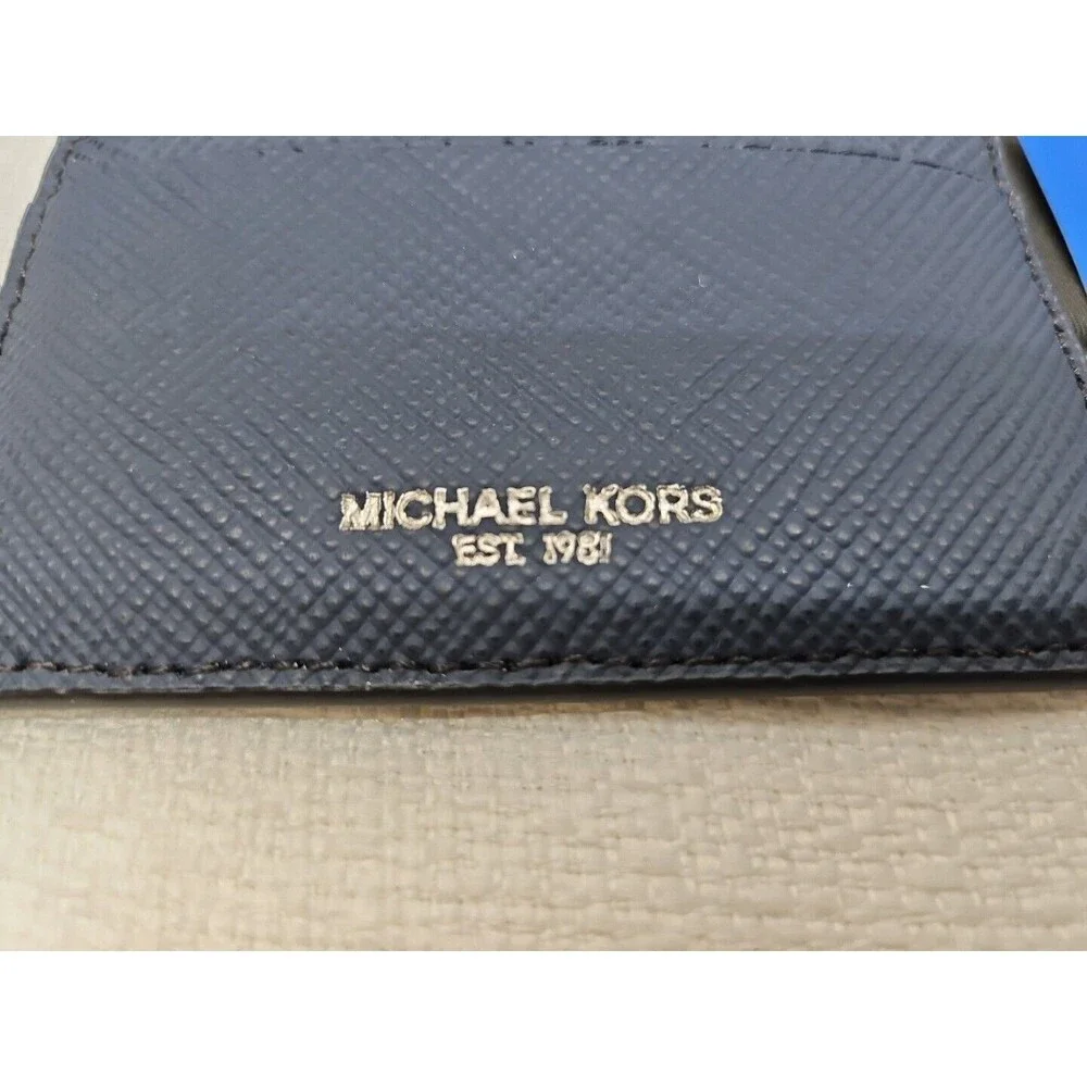 MK MICHAEL KORS Men's Jet Set Signature Navy Blue RFID Blocking Card Wallet New